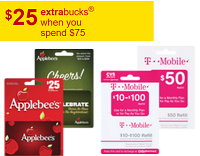 $25 CVS Reward, Select $75 Gift Cards Purchase