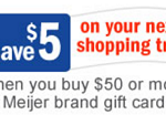 Free 5 Credit 50 Meijer Gift Card