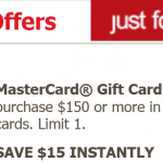 Von's $15 off $150 MasterCard Gift Cards