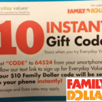 FREE $10 Family Dollar Gift Code Bonus Offer
