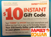 FREE $10 Family Dollar Gift Code Bonus Offer