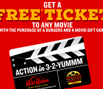 Free 10 Movie Ticket Bonus Red Robin $40 Gift Card