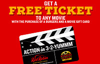 Free 10 Movie Ticket Bonus Red Robin $40 Gift Card