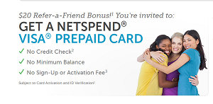 NetSpend Visa Prepaid Card Referral ($20 Bonus) 