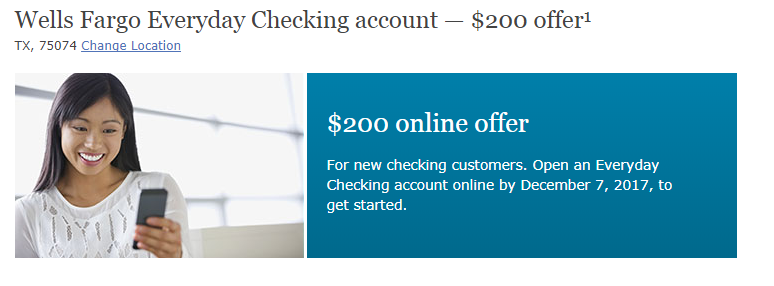 Wells Fargo Checking Promotion ($200 Online Bonus)